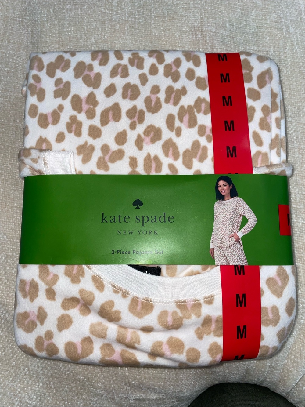 kate spade Beige and Pink Leopard Print Pajama Set M - Picture 8 of 8